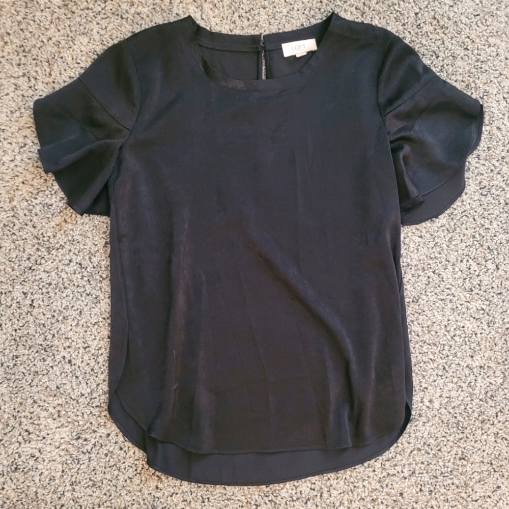 LOFT Silky Ruffle Sleeve Blouse